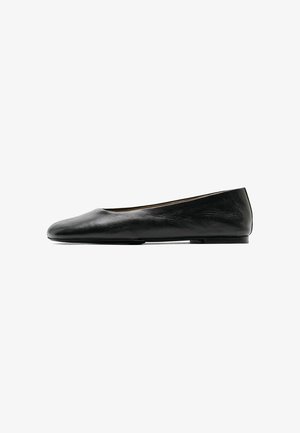 Massimo Dutti, SQUARE TOE LEATHER BALLET FLATS - Ballerines - black