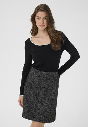 Cream RIBBA EMBROIDERY - Bluză cu mânecă lungă - pitch black