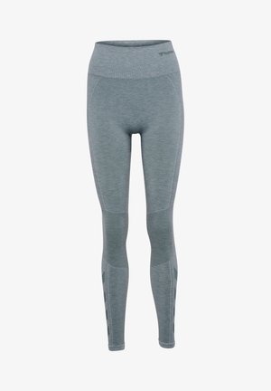 Szare legginsy sportowe z wysokim stanem, teksturowaną siateczką i dopasowanym krojem. Wykonane z elastycznego, odprowadzającego wilgoć materiału.