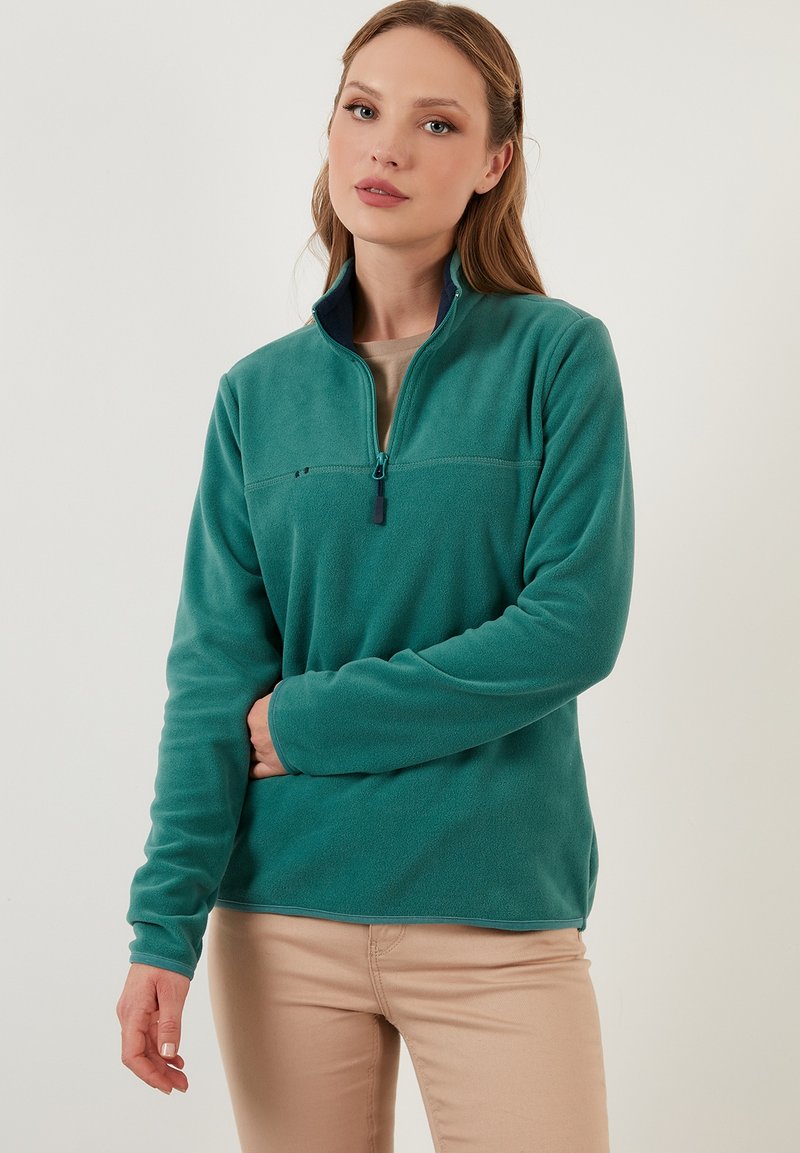 LELA HIGH COLLAR - Pulover iz flisa - light green