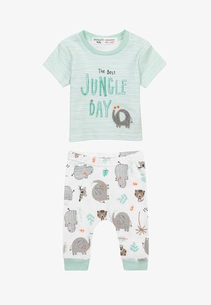 MINOTI SHORT SLEEVE AND LEGGING SET - Leggings - green white
