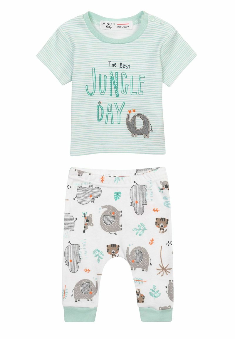 MINOTI SHORT SLEEVE AND LEGGING SET - Pajkice - green white