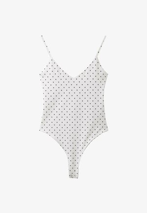 Stradivarius, FITTED V-NECK BODYSUIT - Top - beige