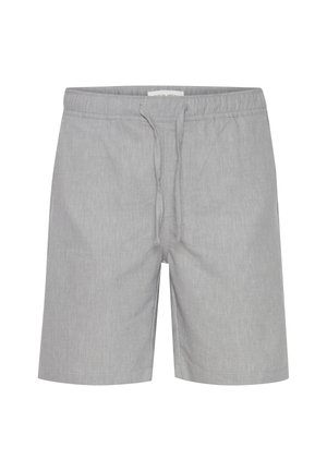 Graue Baumwollshorts mit einem Kordelzugbund, aus strukturiertem Stoff und mit einer lockeren Passform. Ohne Taschen oder auffällige Muster.