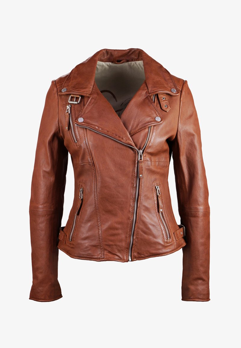 Freaky Nation Skinnjacka - dark cognac