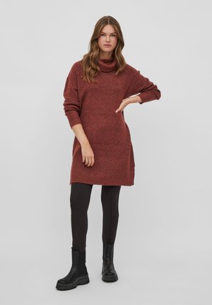 ROLLNECK  - Abito in maglia - fired brickdetail melange