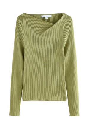 REGULAR FIT ASYMMETRIC NECKLINE - Pullover - khaki green