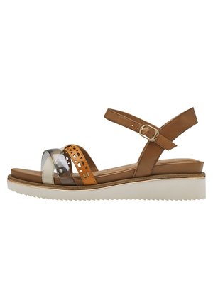 Sandalen met plateauzool - cognac comb