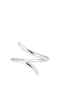 Bague argentée ouverte avec deux extrémités courbées et estampillée "925" à l'intérieur, indiquant que le matériau est de l'argent sterling.