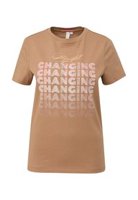 QS T-shirt print - sandstein