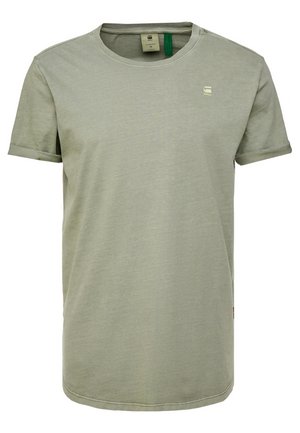Lysegrøn kortærmet bomulds t-shirt med rund halsudskæring og lille G Star Raw logo på venstre bryst.