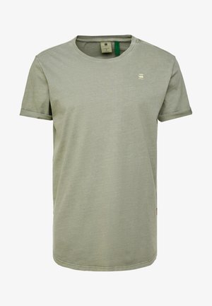 Jasnozielony bawełniany t-shirt z krótkim rękawem, okrągłym dekoltem i małym logo G Star Raw na lewej piersi.