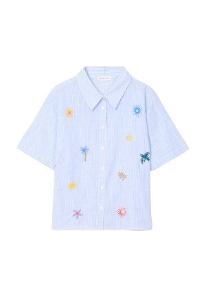 Cache Cache KURZARM MIT STICKEREIEN - Button-down blouse - bleu