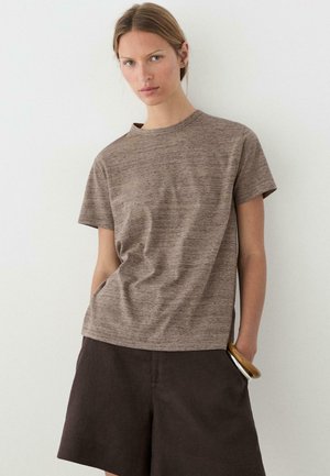 Massimo Dutti, 100% COTTON SHORT-SLEEVE T-SHIRT - T-shirt basic - brown