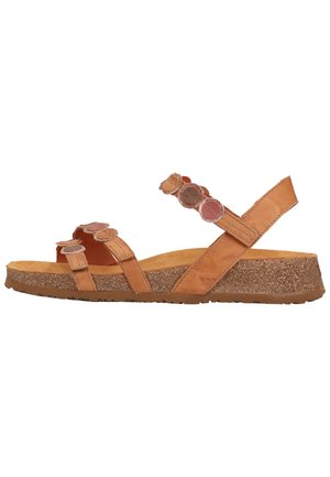 Sandalen met sleehak - tan/kombi