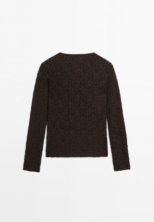 Massimo Dutti, LONG SLEEVE LACE DETAIL T-SHIRT - Bluse - brown
