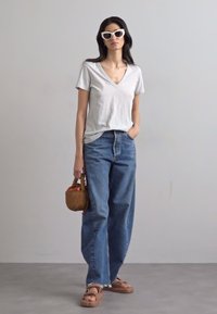 rag & bone THE SLUB VEE - Lihtne T-särk - grey