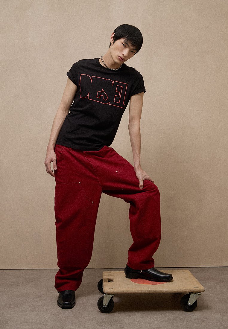 Diesel T-shirt print zwart