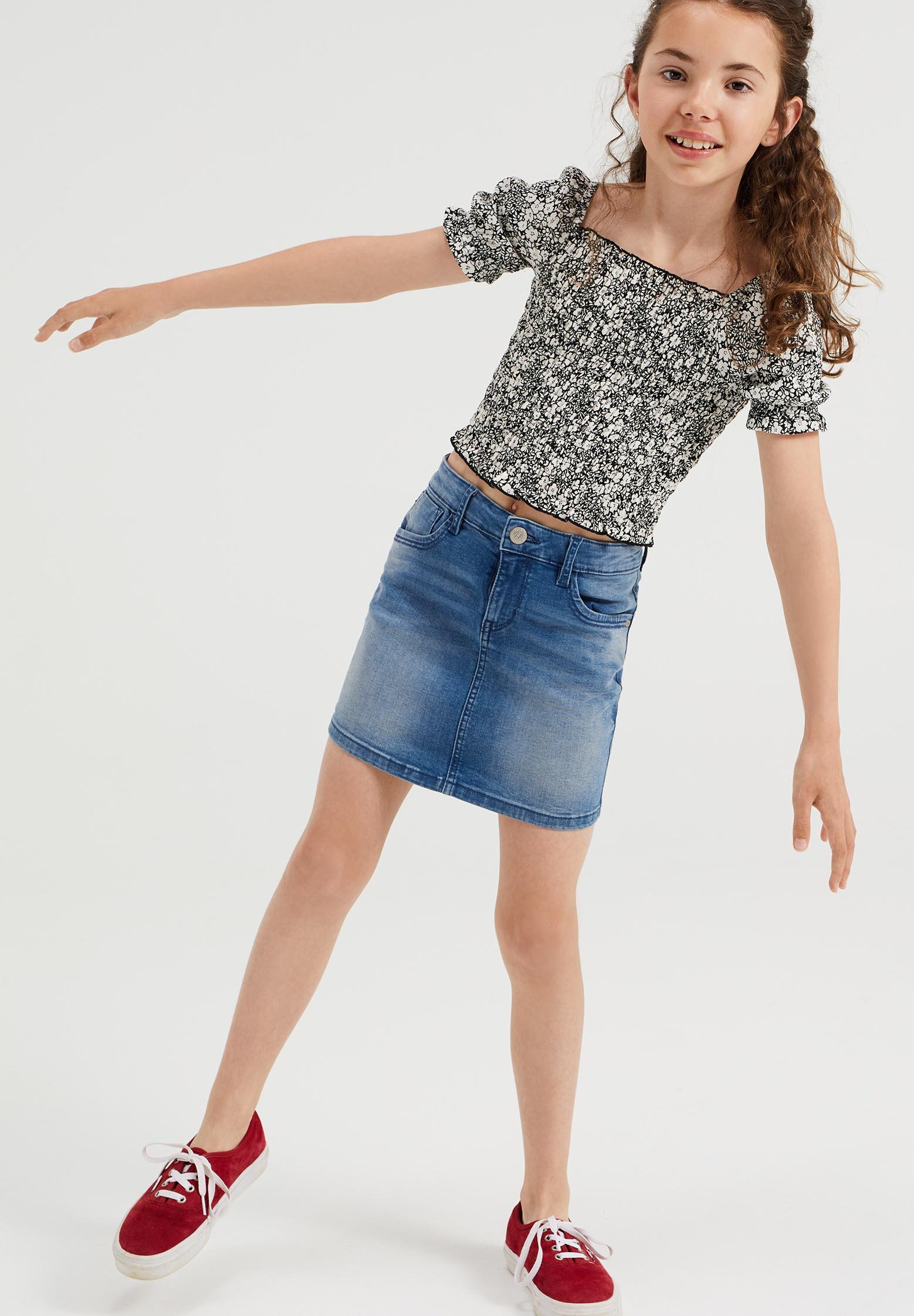 T-shirt Manches Longues Fille KIDS ONLY - Col Rond - Jersey Côtelé Avec élasthanne - Coupe Confortable - Taille Junior - 6