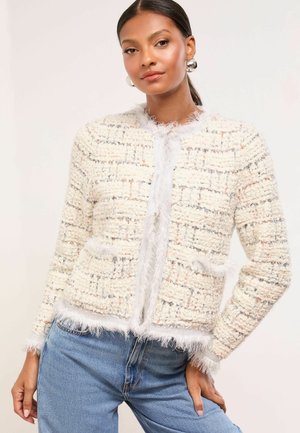 REGULAR FIT - BOUCLE FRINGE TRIM - Cardigan - grey