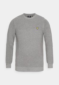 Gråstribet sweatshirt lavet af tekstureret stof med rund halsudskæring. Har en lille gul logo på brystet. Klassisk pasform og lange ærmer.