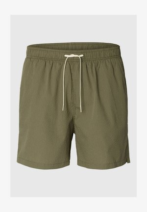Selected, SLHCOOPER SEERSUCKER - Badeshorts - deep lichen green