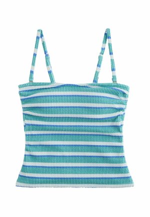 TALL FIT - PULL ON BANDEAU TANKINI - Bikini-Top - aqua blue/white crinkle stripe