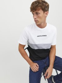 Jack & Jones JJEREID BLOCKING TEE - T-Shirt print - white