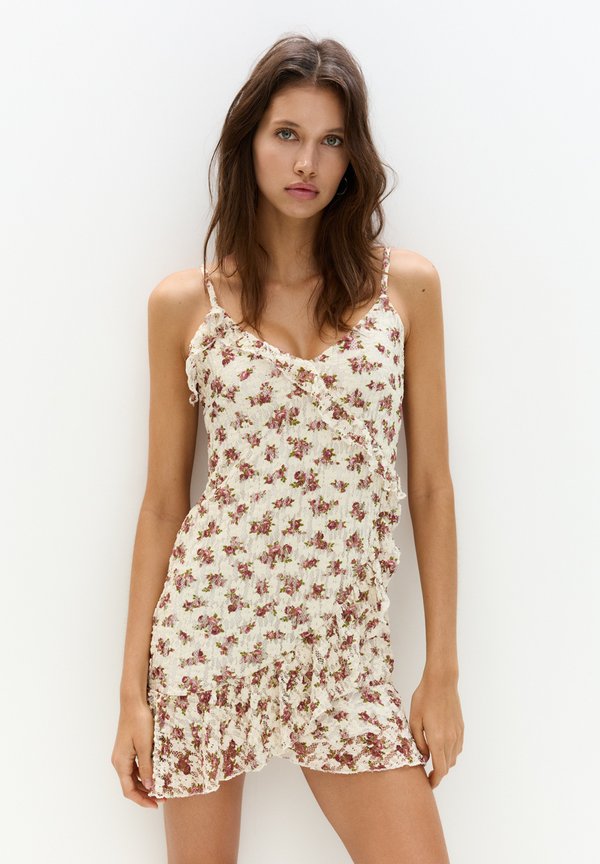 SHORT FLORAL - Freizeitkleid - beige