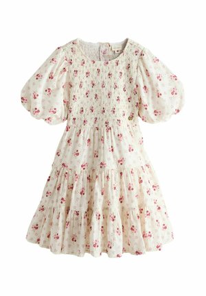 REGULAR FIT - SHIRRED PUFFED SLEEVE SCHIFFLI - Denní šaty - cream pia bouquet ditsy