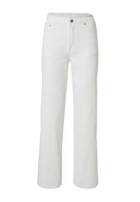 Witte denim broek met een rechte snit, vijf zakken, een metalen knoopsluiting en een zacht gevoerd tailleband voor extra comfort.