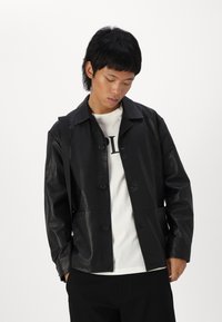 Selected Homme SLHCARL HYBRID BLAZER - Leather jacket - black