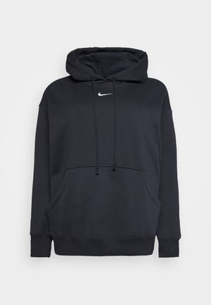 Crna dukserica s kapuljačom izrađena od mješavine pamuka, s kengur đepom, kapuljačom sa vezicom i bijelim Nike logotipom na prsima.