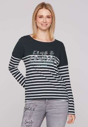 Soccx STREIFEN MIT PAILLETTEN WORDING - Langarmshirt - blue navy