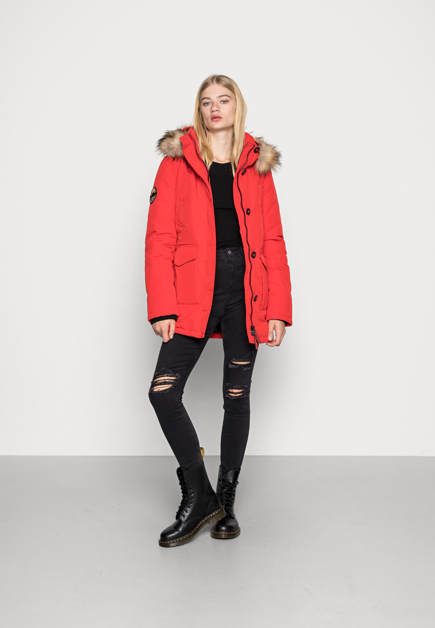 superdry parka red