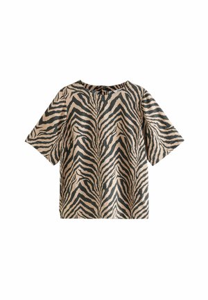 Next REGULAR FIT - SHORT SLEEVE BOXY - Trükipildiga T-särk - black brown zebra print