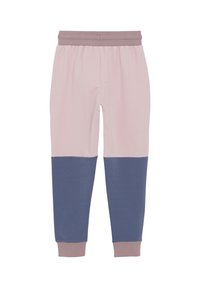 Träningsbyxor med en rosa överdel och en blå undervantar. Tillverkade av mjukt tyg, med elastisk midja och ribbade muddar.