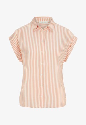 Button-down blouse - orange white stripe woven