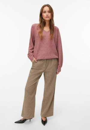 VMLEAF LONG V-NECK - Džemper - rose brown