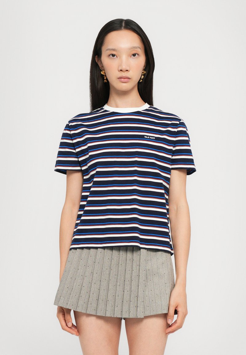 Maje - TRAYURE - T-shirt print - blanc/marine, Vergroten