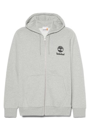 Felpa grigia con zip realizzata in misto cotone. Caratterizzata da un logo sul lato sinistro del petto, due tasche frontali e polsini e orlo a costine. Design classico.