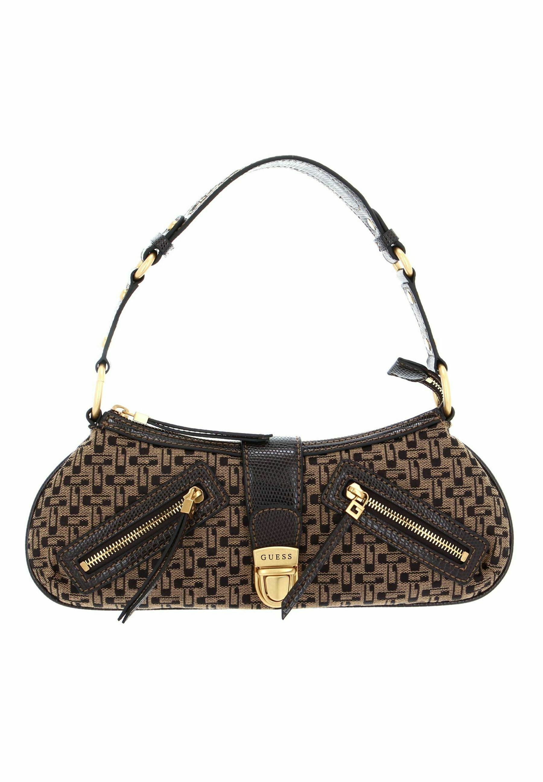 Guess BELLE VINTAGE TP ZIP - Handbag - brown logo/brown - Zalando