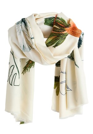 Next MIDWEIGHT  - Écharpe - white green embriodery parrot