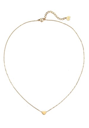 Collier délicat en chaîne d'or avec petit pendentif en forme de cœur et fermoir ajustable se terminant par un charm en forme de cœur.