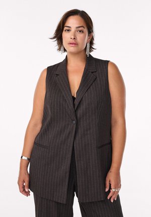 NADELSTREIFEN MIT REVERS - Vest - brown