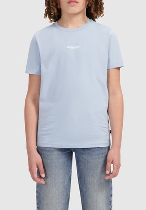 Lichtblauw katoen T-shirt met korte mouwen, voorzien van een witte "BALLIN'" logo op de borst en een klassieke ronde hals.
