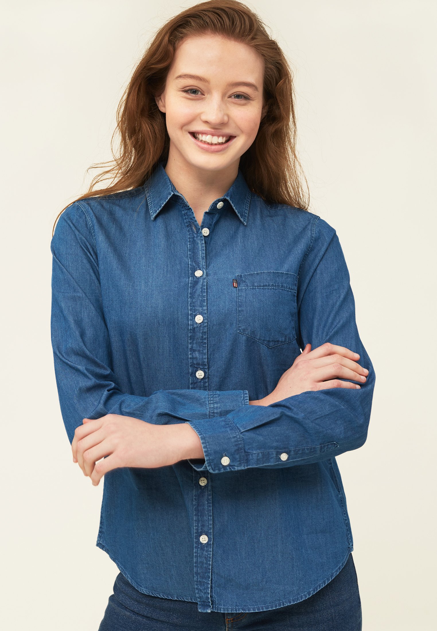 Lexington EMILY Skjorte medium blue denim Zalando.no Lexington Skjorte blue denim Zalando.no