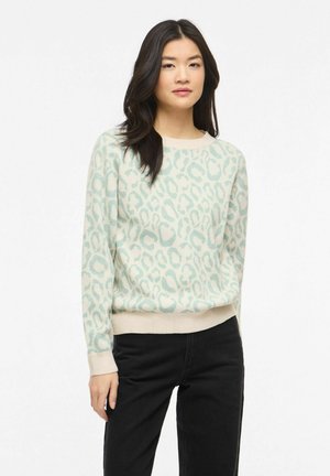 VILA, KNITTED PULLOVER JACQUARD - Pullover - blue surf