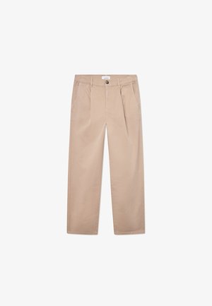 Pantaloni khaki in cotone con design a gamba dritta, dotati di due tasche frontali, chiusura con bottone e vestibilità classica.