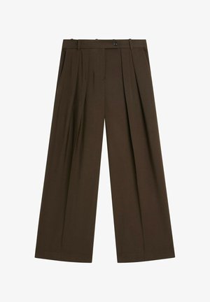 Massimo Dutti, WIDE-LEG PANTS WITH PLEATS - Broek - dark brown